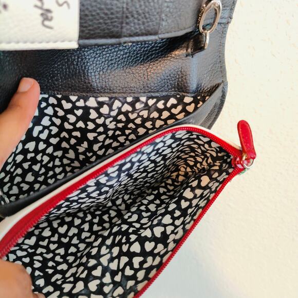 Brighton Favorite Fruit Sangria Wine Organizer Black Red Leather Crossbody Bag - Picture 6 of 14